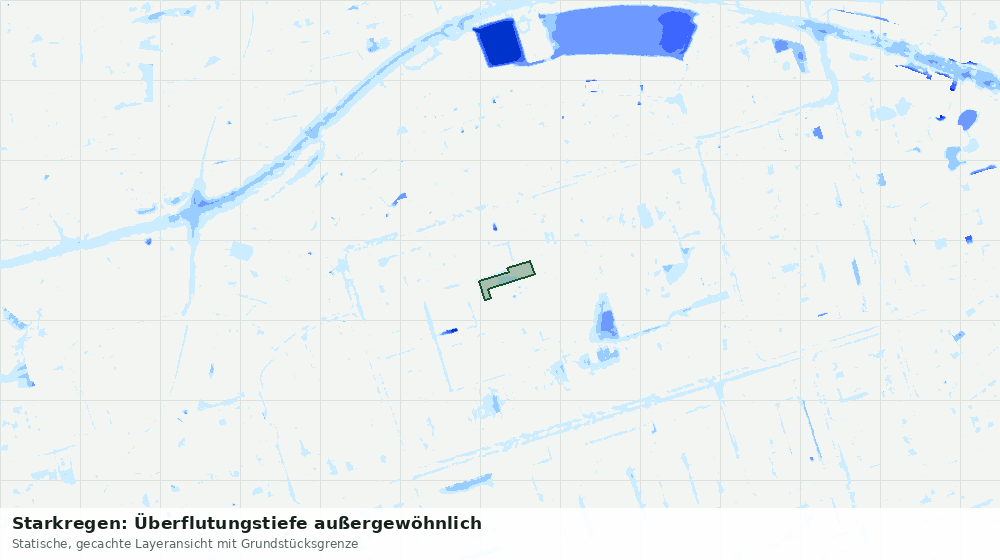 Statische Kartenansicht: Starkregen: Überflutungstiefe außergewöhnlich