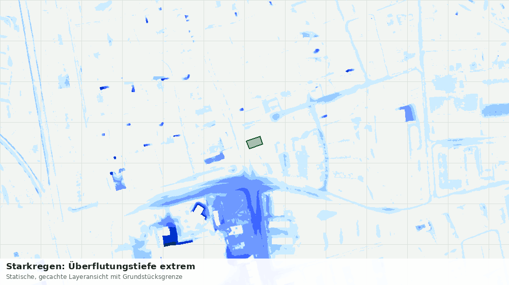 Statische Kartenansicht: Starkregen: Überflutungstiefe extrem