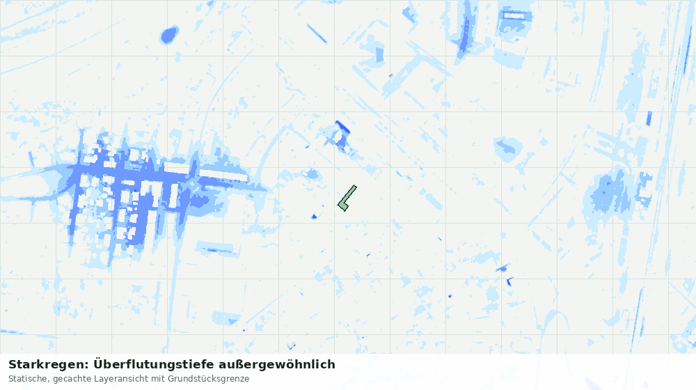 Statische Kartenansicht: Starkregen: Überflutungstiefe außergewöhnlich