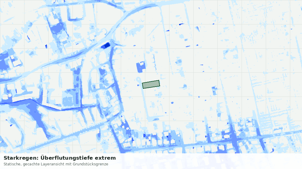 Statische Kartenansicht: Starkregen: Überflutungstiefe extrem