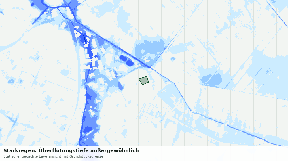 Statische Kartenansicht: Starkregen: Überflutungstiefe außergewöhnlich