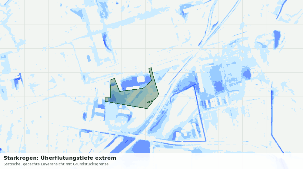 Statische Kartenansicht: Starkregen: Überflutungstiefe extrem