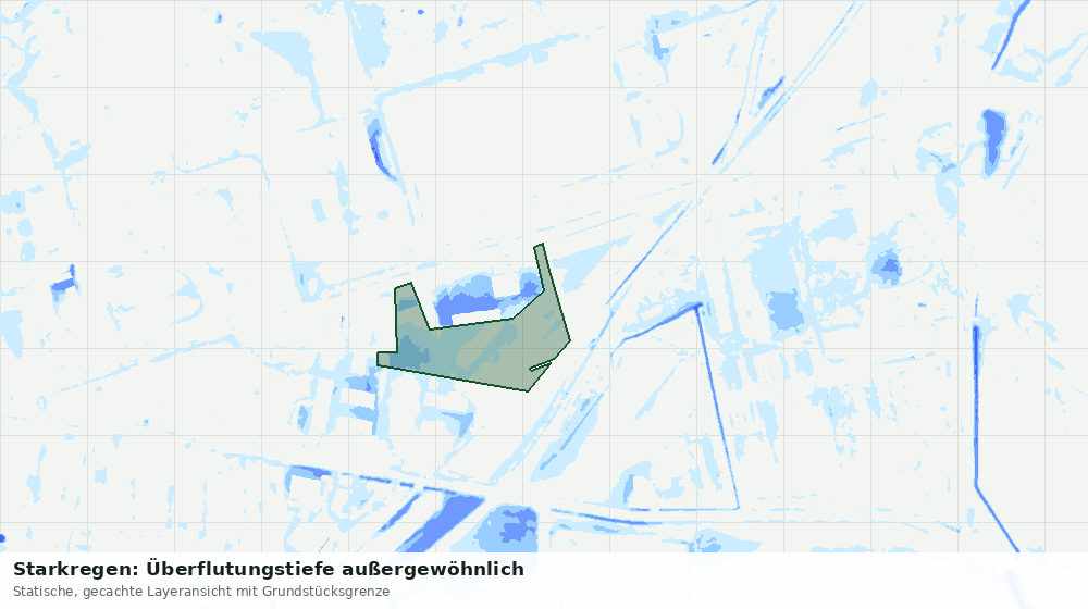 Statische Kartenansicht: Starkregen: Überflutungstiefe außergewöhnlich