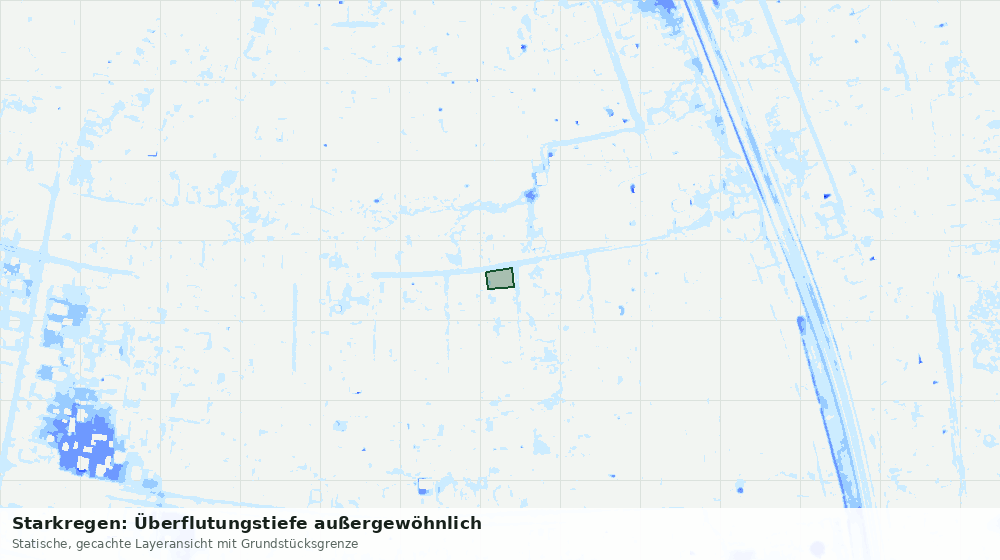 Statische Kartenansicht: Starkregen: Überflutungstiefe außergewöhnlich