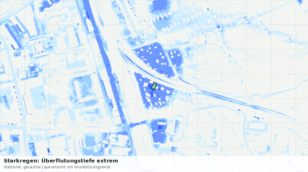 Statische Kartenansicht: Starkregen: Überflutungstiefe extrem