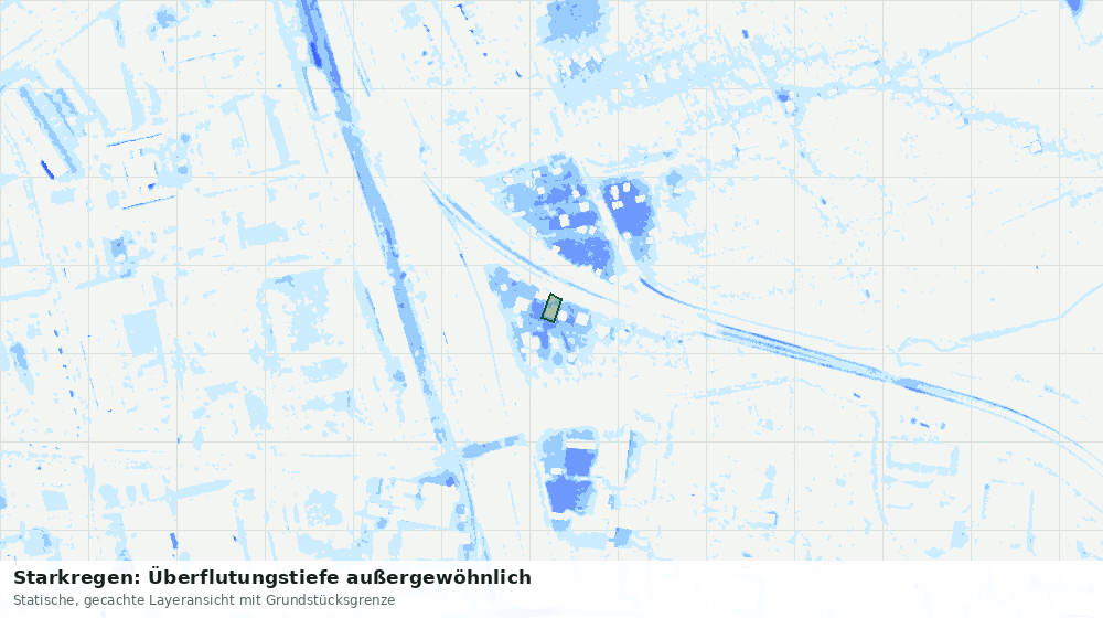Statische Kartenansicht: Starkregen: Überflutungstiefe außergewöhnlich