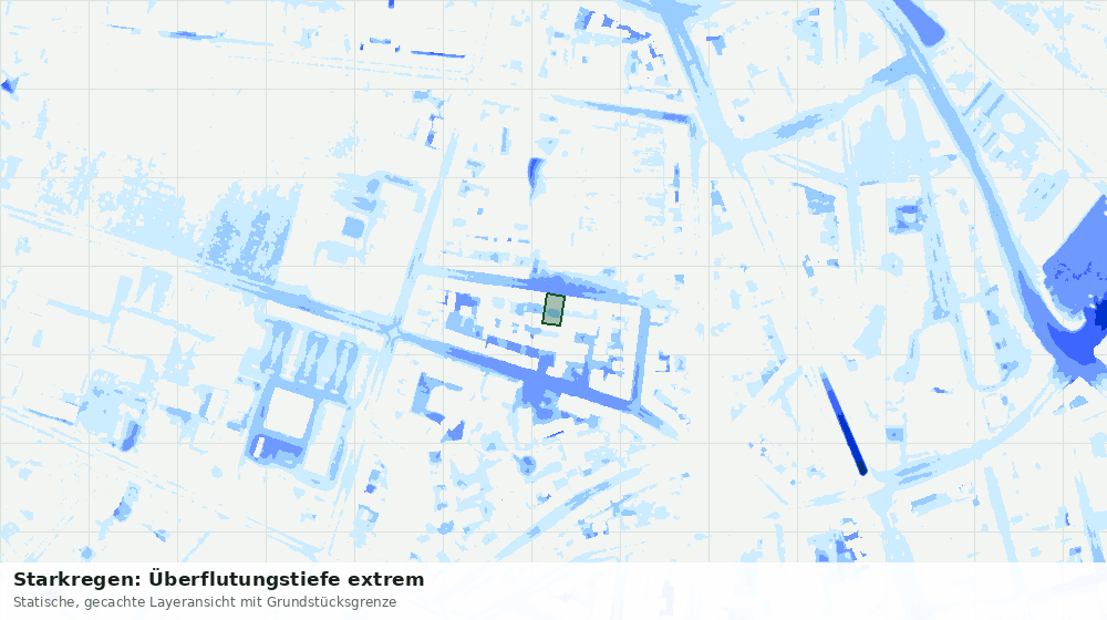 Statische Kartenansicht: Starkregen: Überflutungstiefe extrem