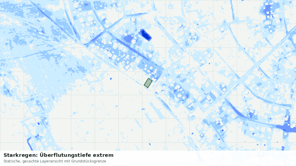 Statische Kartenansicht: Starkregen: Überflutungstiefe extrem