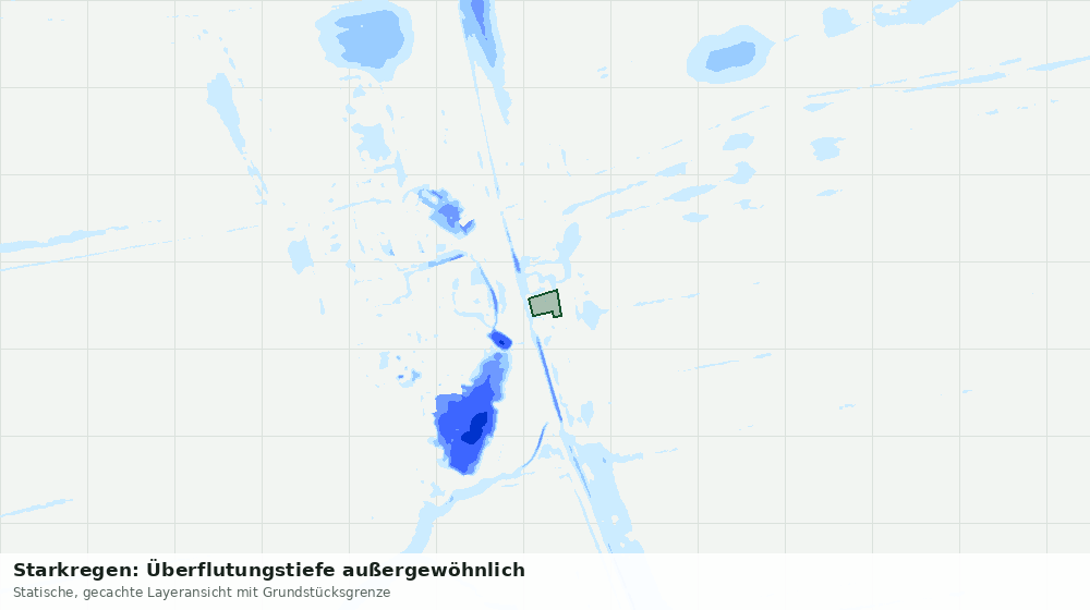 Statische Kartenansicht: Starkregen: Überflutungstiefe außergewöhnlich