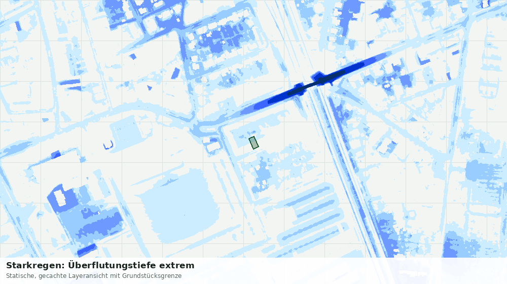 Statische Kartenansicht: Starkregen: Überflutungstiefe extrem