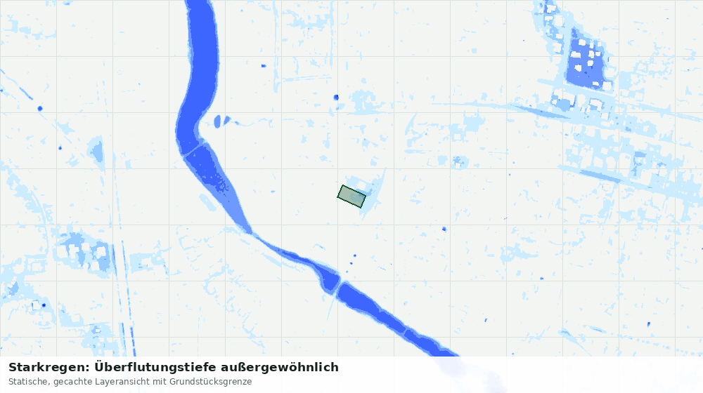 Statische Kartenansicht: Starkregen: Überflutungstiefe außergewöhnlich