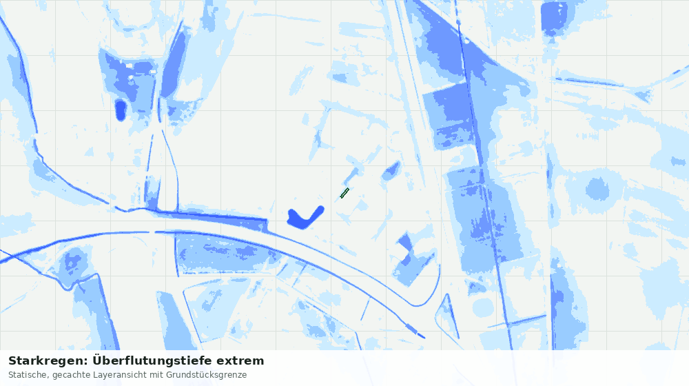 Statische Kartenansicht: Starkregen: Überflutungstiefe extrem