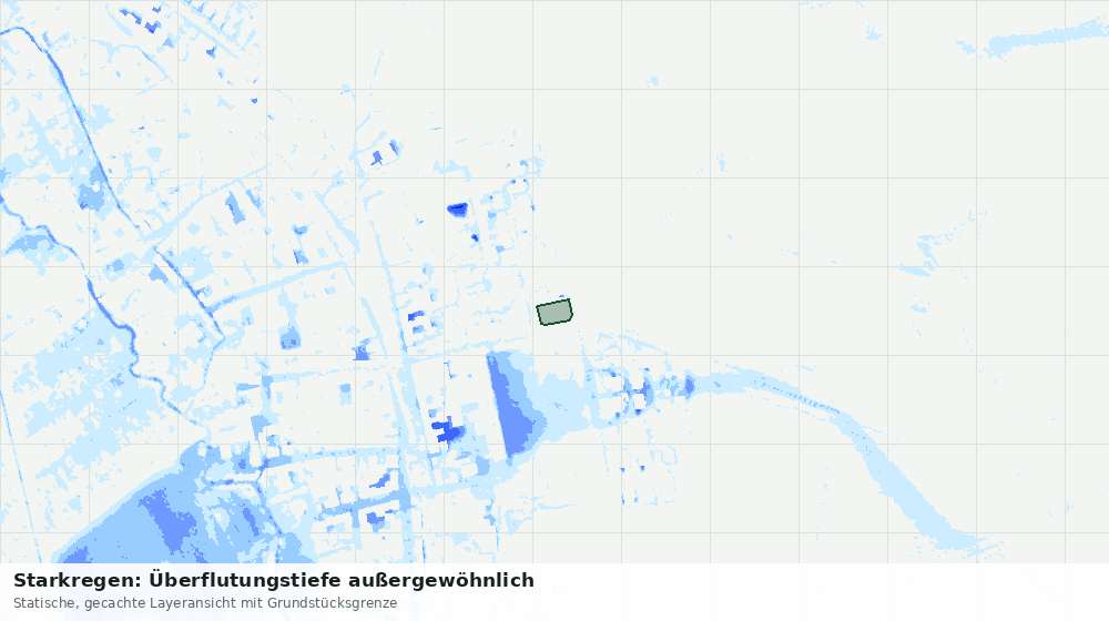 Statische Kartenansicht: Starkregen: Überflutungstiefe außergewöhnlich