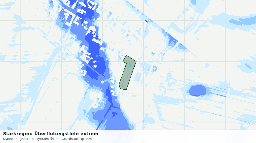 Statische Kartenansicht: Starkregen: Überflutungstiefe extrem