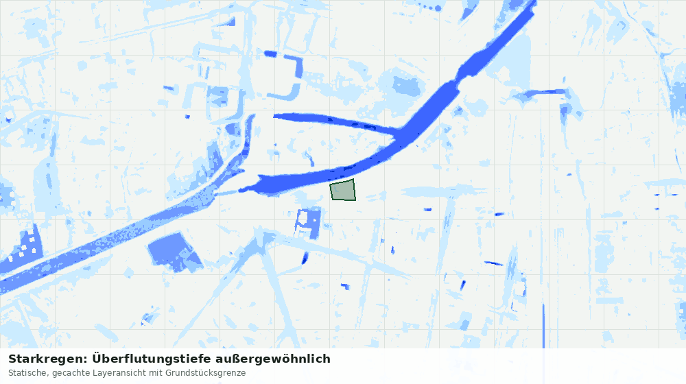 Statische Kartenansicht: Starkregen: Überflutungstiefe außergewöhnlich