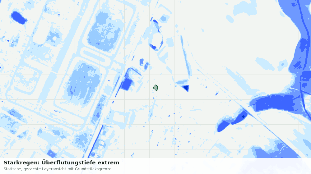 Statische Kartenansicht: Starkregen: Überflutungstiefe extrem