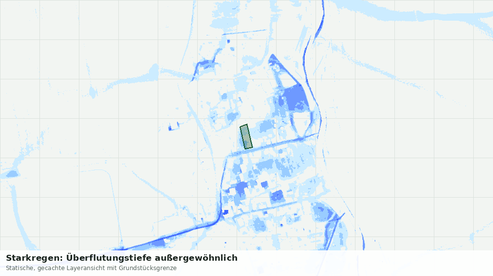 Statische Kartenansicht: Starkregen: Überflutungstiefe außergewöhnlich