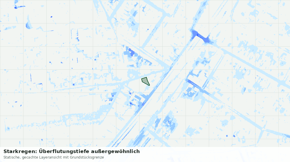 Statische Kartenansicht: Starkregen: Überflutungstiefe außergewöhnlich