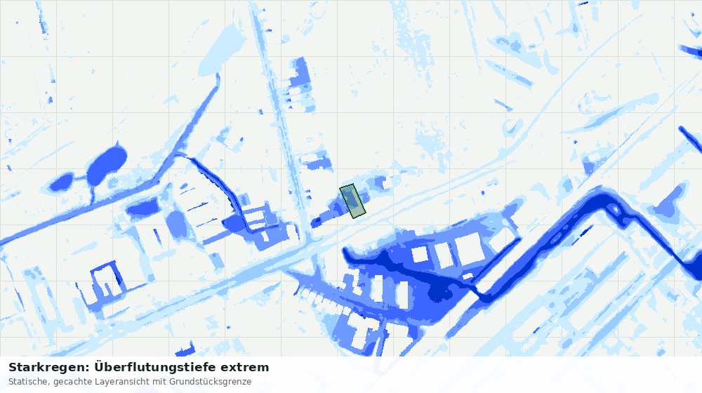 Statische Kartenansicht: Starkregen: Überflutungstiefe extrem