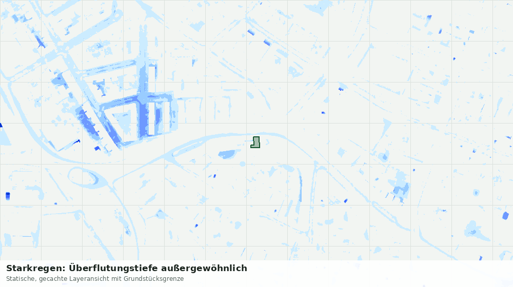 Statische Kartenansicht: Starkregen: Überflutungstiefe außergewöhnlich