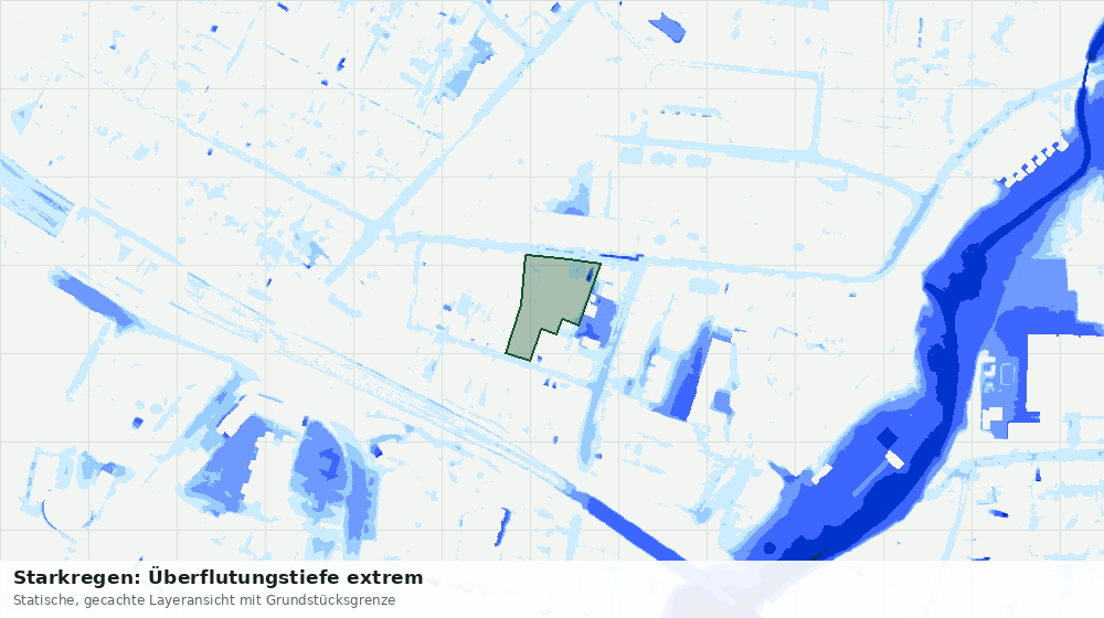 Statische Kartenansicht: Starkregen: Überflutungstiefe extrem