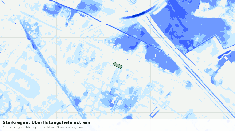 Statische Kartenansicht: Starkregen: Überflutungstiefe extrem
