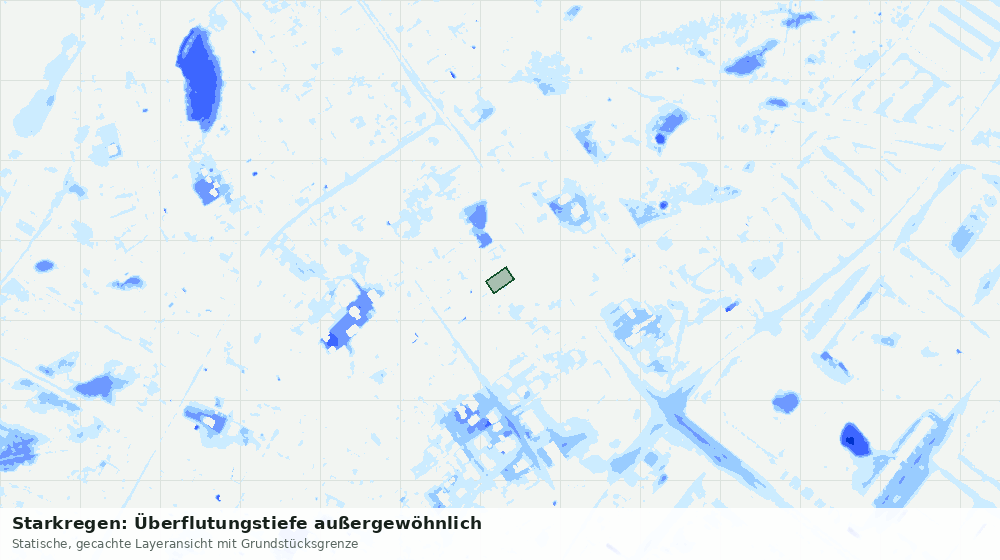Statische Kartenansicht: Starkregen: Überflutungstiefe außergewöhnlich