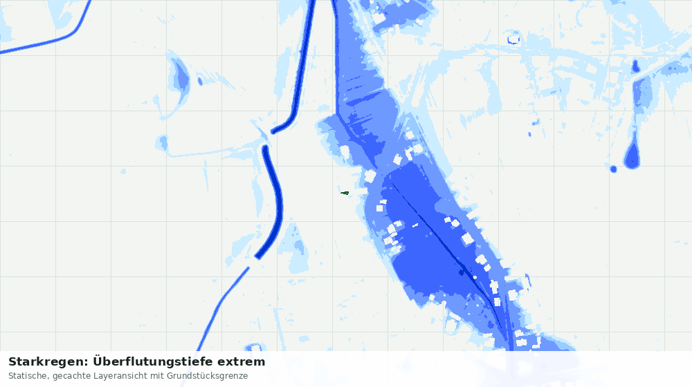 Statische Kartenansicht: Starkregen: Überflutungstiefe extrem