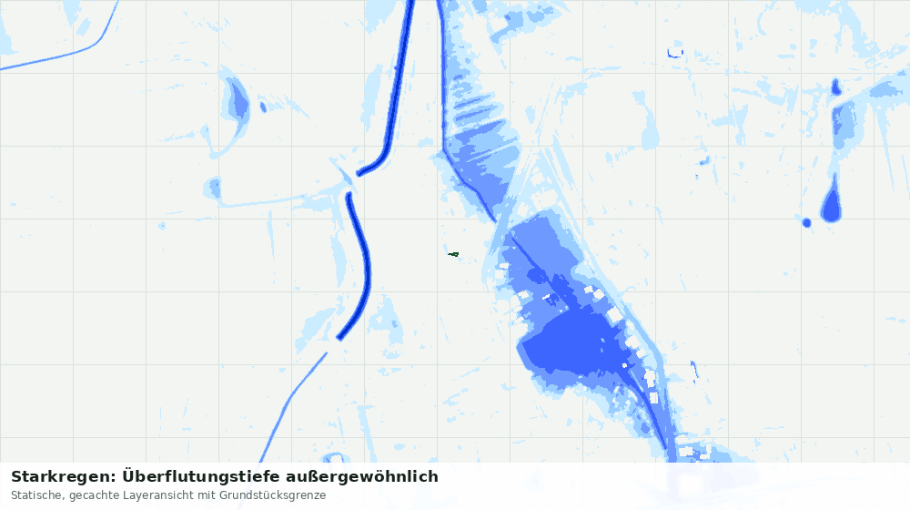 Statische Kartenansicht: Starkregen: Überflutungstiefe außergewöhnlich