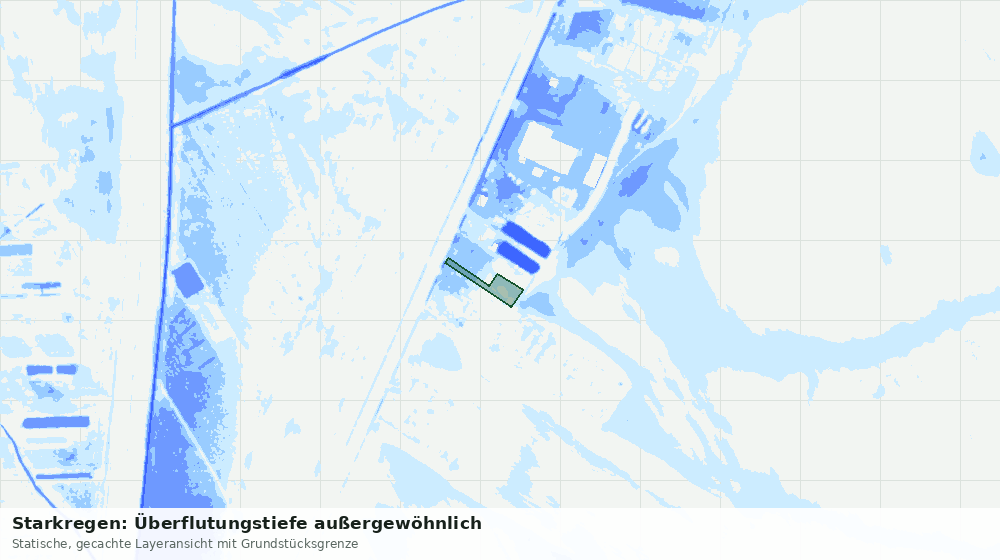 Statische Kartenansicht: Starkregen: Überflutungstiefe außergewöhnlich