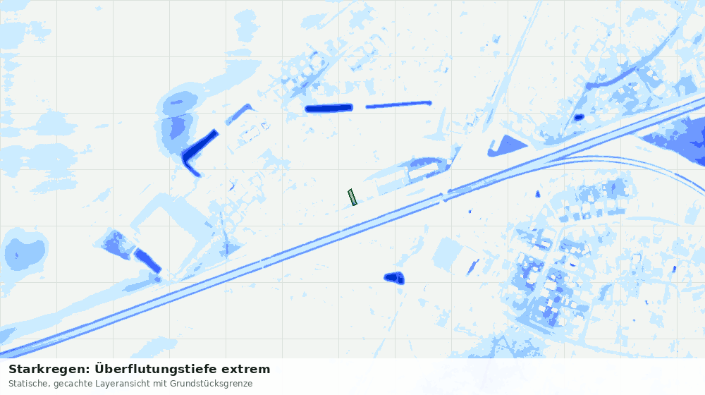 Statische Kartenansicht: Starkregen: Überflutungstiefe extrem