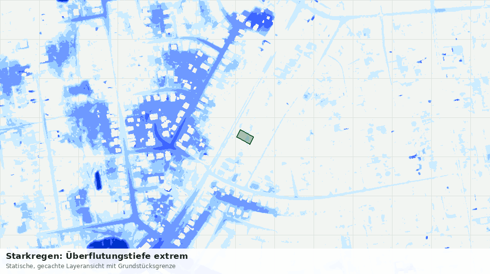 Statische Kartenansicht: Starkregen: Überflutungstiefe extrem