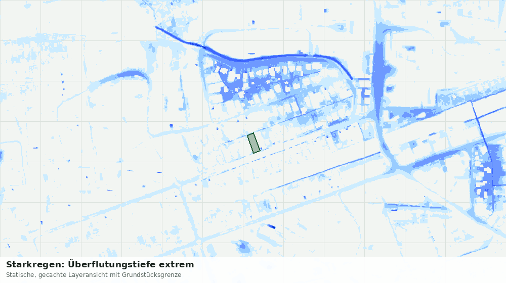 Statische Kartenansicht: Starkregen: Überflutungstiefe extrem