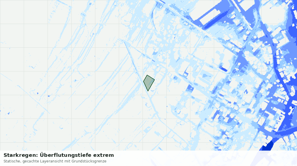 Statische Kartenansicht: Starkregen: Überflutungstiefe extrem