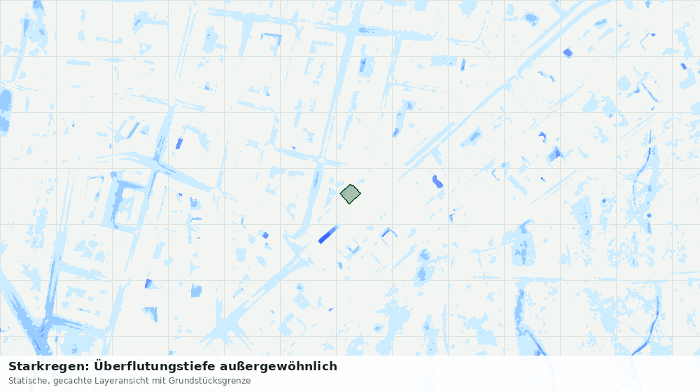 Statische Kartenansicht: Starkregen: Überflutungstiefe außergewöhnlich