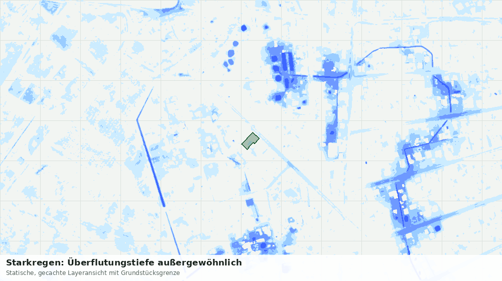 Statische Kartenansicht: Starkregen: Überflutungstiefe außergewöhnlich