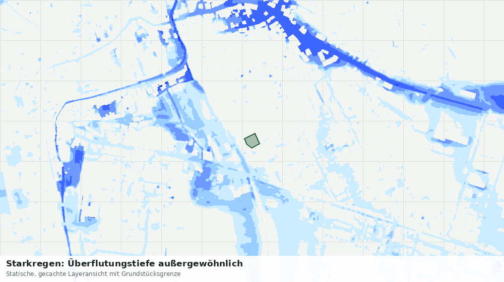 Statische Kartenansicht: Starkregen: Überflutungstiefe außergewöhnlich