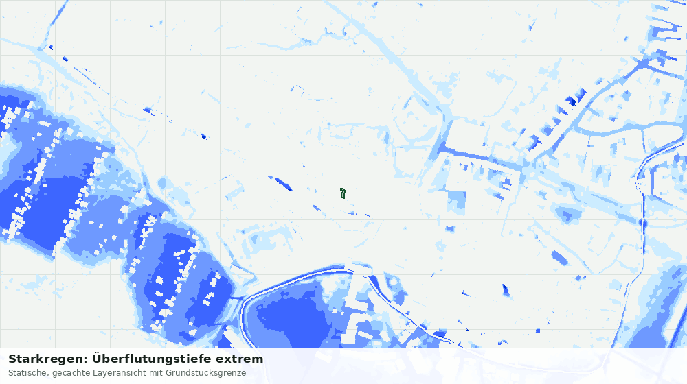 Statische Kartenansicht: Starkregen: Überflutungstiefe extrem