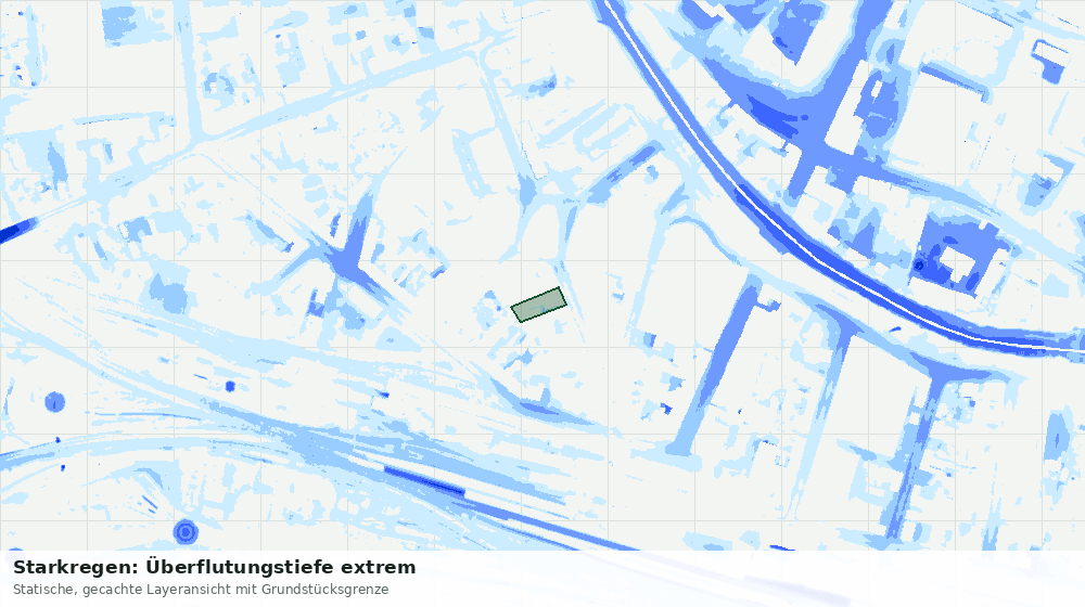 Statische Kartenansicht: Starkregen: Überflutungstiefe extrem