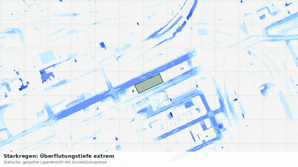 Statische Kartenansicht: Starkregen: Überflutungstiefe extrem