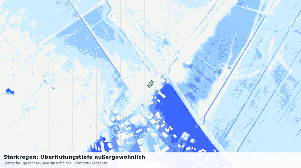 Statische Kartenansicht: Starkregen: Überflutungstiefe außergewöhnlich