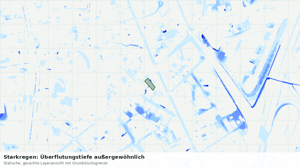 Statische Kartenansicht: Starkregen: Überflutungstiefe außergewöhnlich