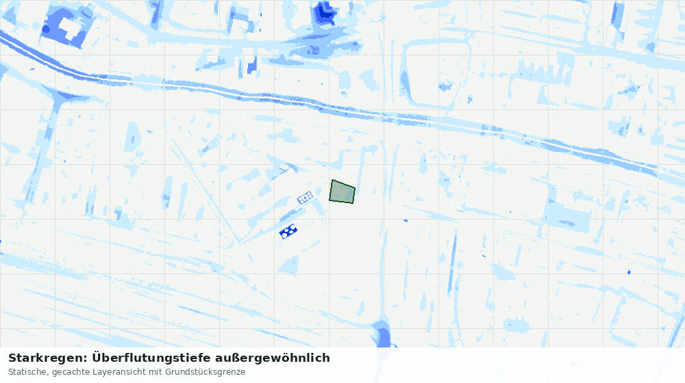 Statische Kartenansicht: Starkregen: Überflutungstiefe außergewöhnlich