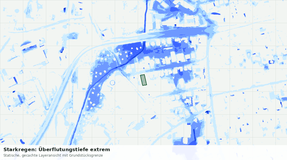 Statische Kartenansicht: Starkregen: Überflutungstiefe extrem