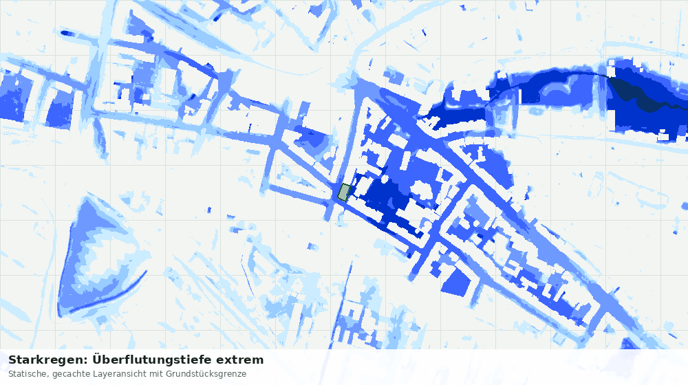 Statische Kartenansicht: Starkregen: Überflutungstiefe extrem
