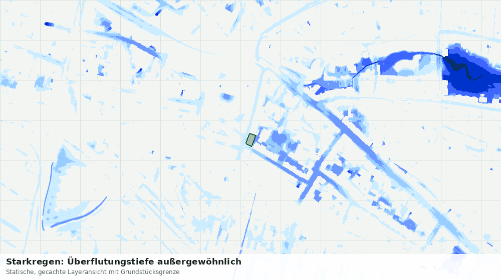 Statische Kartenansicht: Starkregen: Überflutungstiefe außergewöhnlich