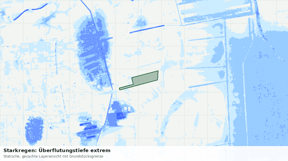 Statische Kartenansicht: Starkregen: Überflutungstiefe extrem