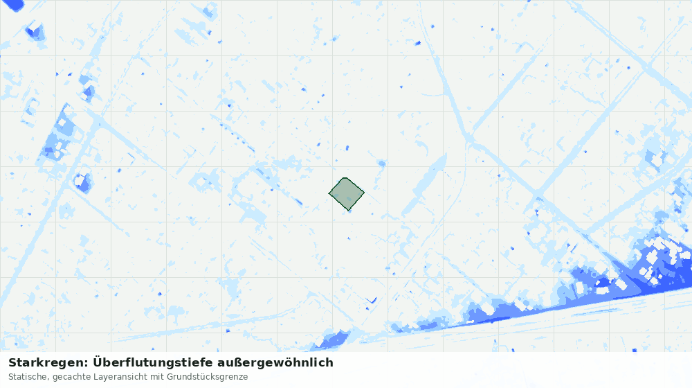 Statische Kartenansicht: Starkregen: Überflutungstiefe außergewöhnlich