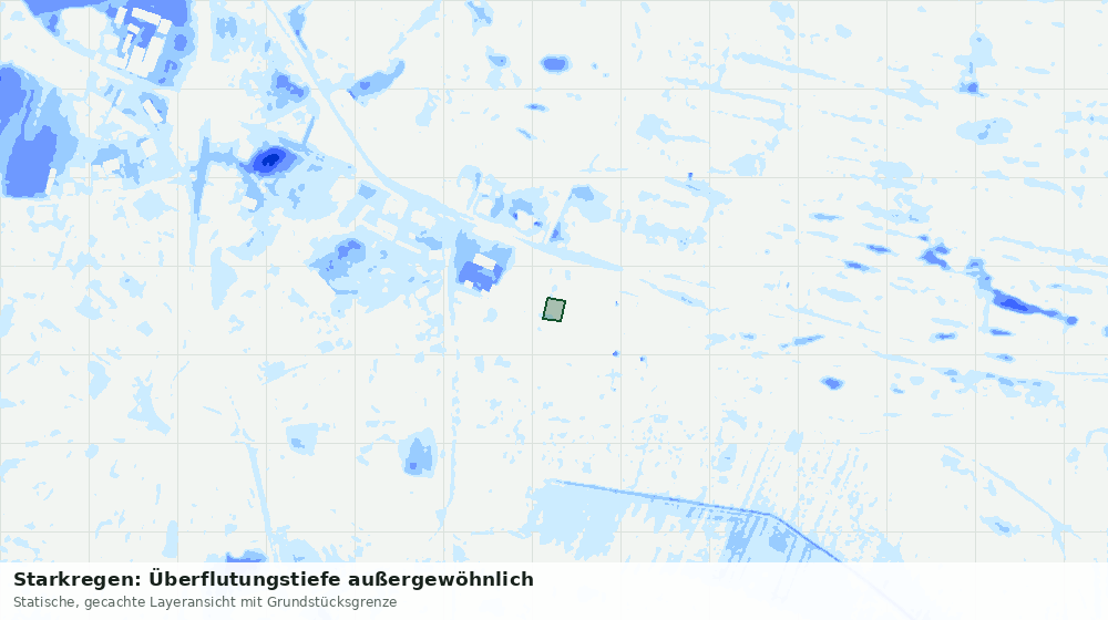 Statische Kartenansicht: Starkregen: Überflutungstiefe außergewöhnlich
