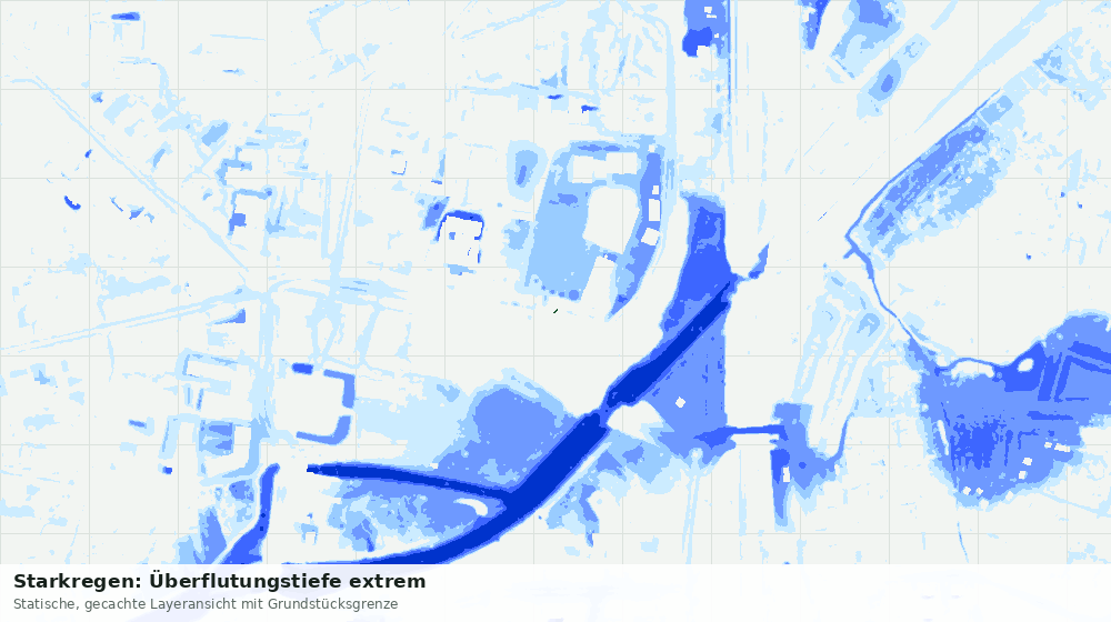 Statische Kartenansicht: Starkregen: Überflutungstiefe extrem